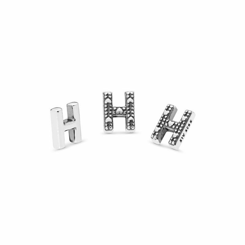 Pandora Letter H Petite Locket Charm Silver Egypt PY1240396